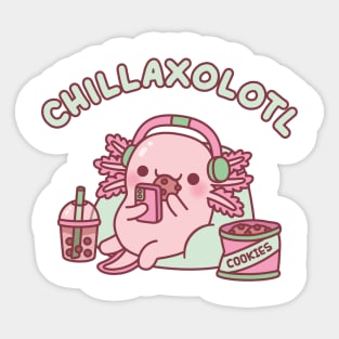 Cute Chilling Axolotl Chillaxolotl Funny Pun Sticker